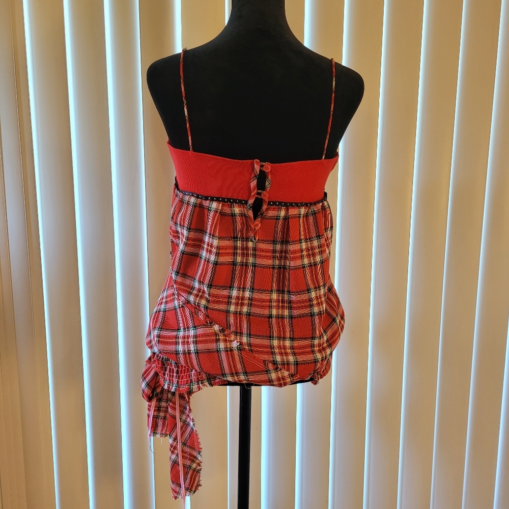 Red Plaid Strapless Top - Picture 9 of 13